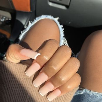 Chic Nails Lounge - full set acrylics with white line at the bottom - Nail Salons Near Me - Irving, Texas