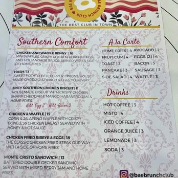 Bae Brunch Club - Menu (page 1) - Breakfast & Brunch Near Me - Laredo, Texas Bae Brunch Club - Menu (page 1) - Breakfast & Brunch Near Me - Laredo, Texas
