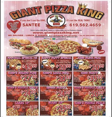 Menu photo 5 Giant Pizza King Santee, CA Menu photo 5 Giant Pizza King Santee, CA