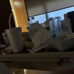 St. Vincent Carmel Hospital - Yep days of trash on patients bed tray who can't move
