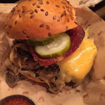 Bareburger - Forest Hills - My build your own burger! Bacon was more like a slice of cocked ham then traditional bacon. - Burgers Near Me - Forest Hills, New York