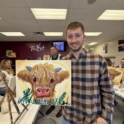 Painting With A Twist - Highland Cow My husband never paints and the instructor did so good in 2 hours. Super beginner friendly!