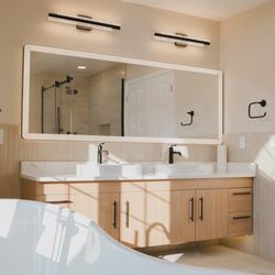 Moreno Bath - Elsa 84" Floating Vanity in Champagne Oak