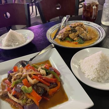 Kao Thai Kitchen - Pork Ribs Panang Curry and eggplant basil dish - Thai Near Me - Pinellas Park, Florida