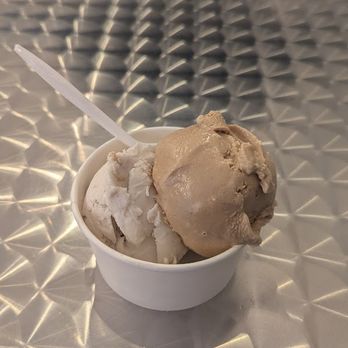 Chill Spot Rendezvous - Double scoop with Banana Coconut Cream Pie Pleasure (bottom) & Vietnamese Velvet Coffee (top) - Ice Cream & Frozen Yogurt Near Me - San Mateo, California Chill Spot Rendezvous - Double scoop with Banana Coconut Cream Pie Pleasure (bottom) & Vietnamese Velvet Coffee (top) - Ice Cream & Frozen Yogurt Near Me - San Mateo, California