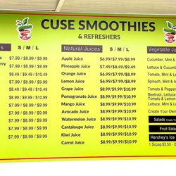 Cuse Smoothies and Refreshers - Menu