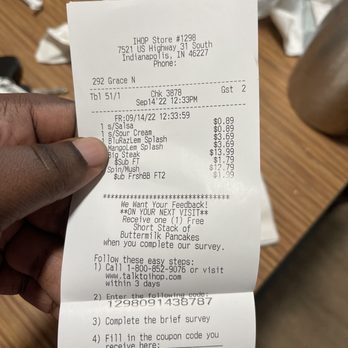 IHOP - This place is disgusting and the manager did not care our server told him about this ROACH being in the water. - Breakfast & Brunch Near Me - Indianapolis, Indiana