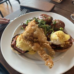 Soft shell crab eggs Benedict Soft shell crab eggs Benedict