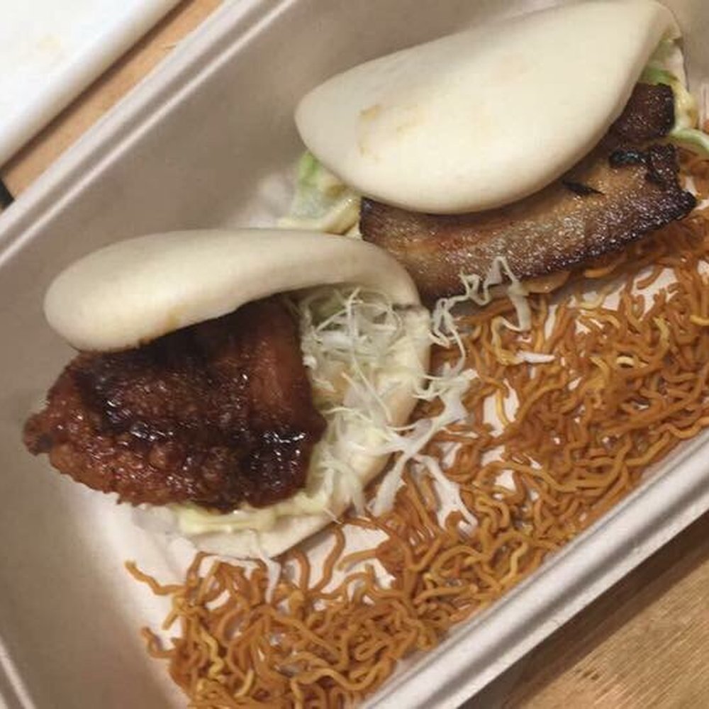 Pork and chicken bun from the food expo