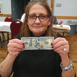 Costa Mesa Boosters Bingo - One of our lucky winners! Way to go winning our mystery payout!