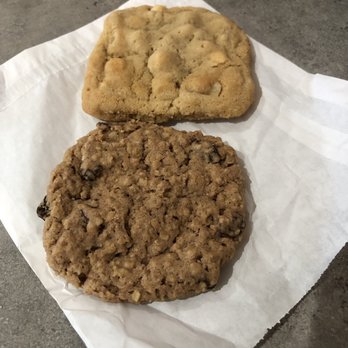 Commercial Point Cafe - They gave us our yelp check in cookies early.... whore chocolate macadamia but and an oatmeal raisin - American Near Me - Fort Lauderdale, Florida