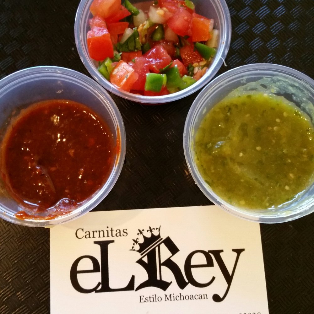Carnitas El Rey - Salsa choices. No cebolla (onion) or cilantro. NOTE:- Ea Mex state presents same foods in their "style". May B dif from neighboring state. - Tacos Near Me - Oxnard, California Carnitas El Rey - Salsa choices. No cebolla (onion) or cilantro. NOTE:- Ea Mex state presents same foods in their "style". May B dif from neighboring state. - Tacos Near Me - Oxnard, California