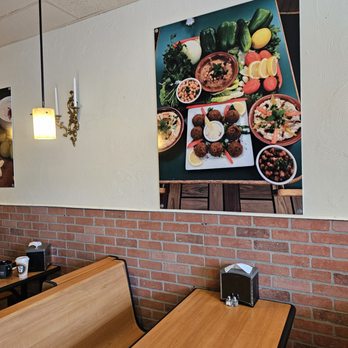 Falafel House - One of the booths and a wall enlarged photograph. - Falafel Near Me - Roanoke, Virginia Falafel House - One of the booths and a wall enlarged photograph. - Falafel Near Me - Roanoke, Virginia
