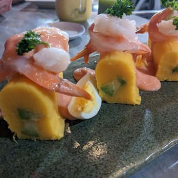 INTIMAR Peruvian Restaurant - Causas camarones - Peruvian Near Me - Sunny Isles Beach, Florida