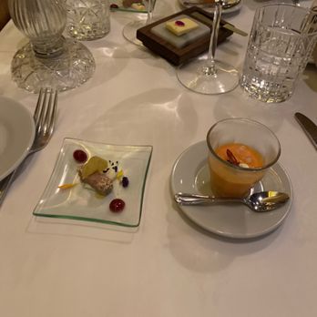 Roux - Amuse bouche with paste and gazpacho. - Signature Cuisine Near Me - Buenos Aires, C