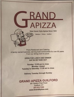 Menu photo 3 Grand Apizza Guilford Guilford, CT