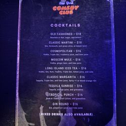 New York Comedy Club - Midtown - Menu