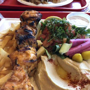 Mama's Hummus - Salmon plate with fries substituted for rice $1.50 more. - Middle Eastern Near Me - Camarillo, California Mama's Hummus - Salmon plate with fries substituted for rice $1.50 more. - Middle Eastern Near Me - Camarillo, California