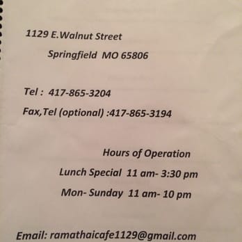 Rama Thai - Lunch special hours 11am-3:30 - Thai Near Me - Springfield, Missouri Rama Thai - Lunch special hours 11am-3:30 - Thai Near Me - Springfield, Missouri