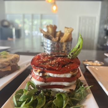 Cork Wine Bar & Bistro - Caprese stack and truffle fries - Wine Bars Near Me - New Bern, North Carolina