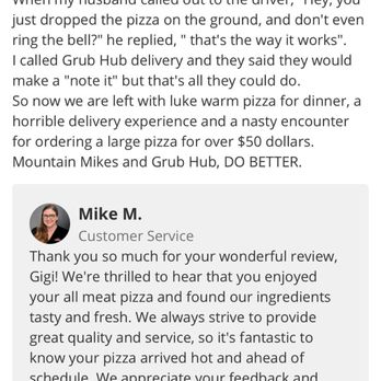 Mountain Mike's Pizza - This is the reply to my review. A cut and paste from Mountain Mike. #DoBetterMountainMike - Chicken Wings Near Me - Las Vegas, Nevada Mountain Mike's Pizza - This is the reply to my review. A cut and paste from Mountain Mike. #DoBetterMountainMike - Chicken Wings Near Me - Las Vegas, Nevada