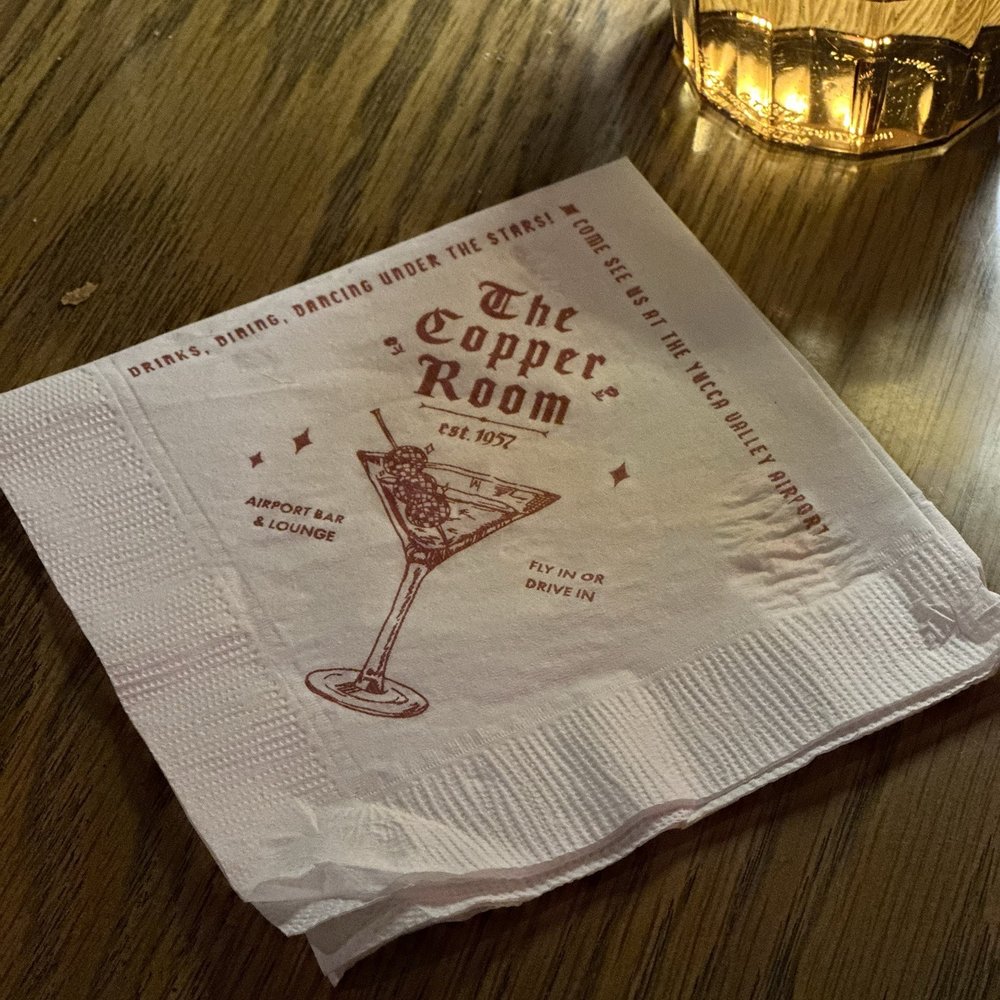The Copper Room - Cocktail napkin - Cocktail Bars Near Me - Yucca Valley, California The Copper Room - Cocktail napkin - Cocktail Bars Near Me - Yucca Valley, California