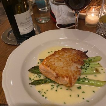 Cafe Colline - Salmon and wine - French Near Me - Arlington, Virginia Cafe Colline - Salmon and wine - French Near Me - Arlington, Virginia