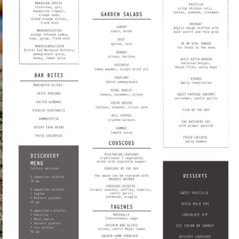 Tangia - This is the online menu which us different from from their in house menu - Moroccan Near Me - Montreal, Quebec