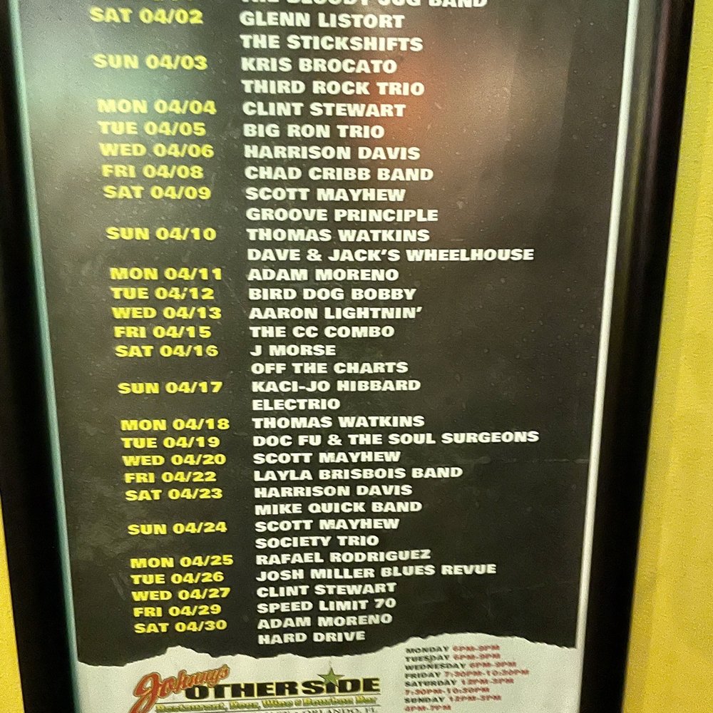 Johnny's Other Side - April Entertainment Calendar - Sports Bars Near Me - Orlando, Florida