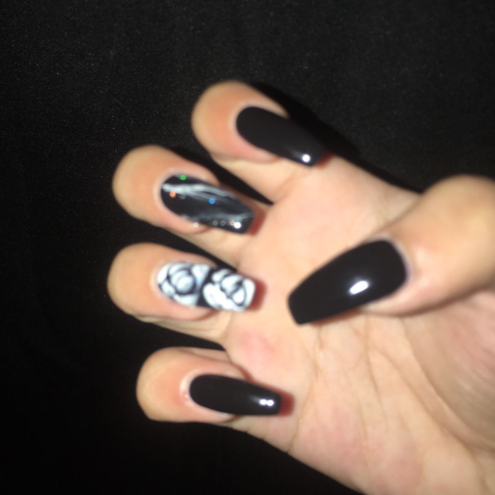 Sky Nails - amazing floral design with a marble design as well by Tam! - Nail Salons Near Me - San Bruno, California Sky Nails - amazing floral design with a marble design as well by Tam! - Nail Salons Near Me - San Bruno, California