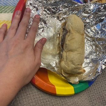 Tastee Top Grill - Smaller Philly - the hand is for size reference lol - Burgers Near Me - Cedar Lake, Indiana