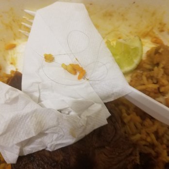 El Palacio De Las Empanadas - Half way eating my meal I find this long hair stuck underneath the rice and through the meat. It's so nasty and they can't even refund me. - Empanadas Near Me - Corona, New York El Palacio De Las Empanadas - Half way eating my meal I find this long hair stuck underneath the rice and through the meat. It's so nasty and they can't even refund me. - Empanadas Near Me - Corona, New York