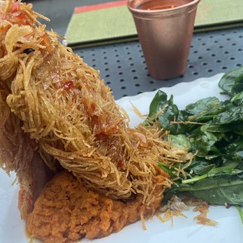 Edwin Mills by Equator - Potato crusted snapper with spinach - New American Near Me - Pasadena, California
