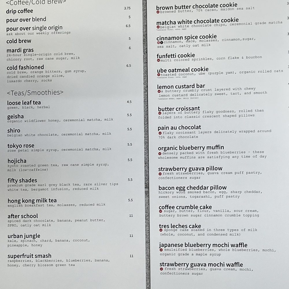 SPRO CoffeeLab - Menu as of 7/17/2023 - Coffee & Tea Near Me - San Francisco, California SPRO CoffeeLab - Menu as of 7/17/2023 - Coffee & Tea Near Me - San Francisco, California