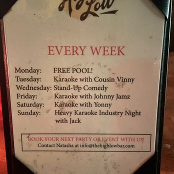 The High Low Bar - Weekly events. - Bars Near Me - Los Angeles, California