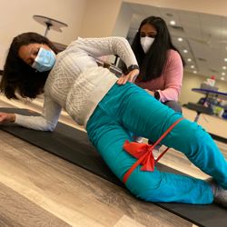 AmeriCare Physical Therapy - Patient is doing a core stabilization exercise. Try AmericalPT pain assessment tool Call Us: (908) 389-9100 today and book an appointment.