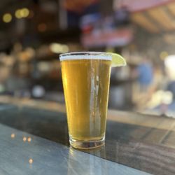 Mostly cold pint of El Grillo Borracho Mexican Lager
