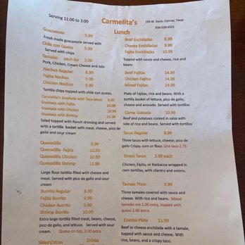 Carmelita's Restaurant - the menu for the restaurant - Mexican Near Me - Conroe, Texas Carmelita's Restaurant - the menu for the restaurant - Mexican Near Me - Conroe, Texas
