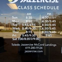 Toledo Jazzercise McCord Landings - The hours of our classes!