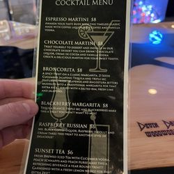 Bronco Billy's Saloon - Cocktail menu