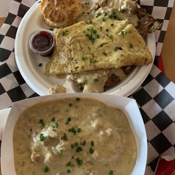 Love Handle - Top - Country Chicken Breakfast. Bottom - Biscuit and Gravy. - Delis Near Me - Indianapolis, Indiana