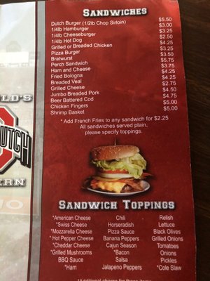 Menu photo 4 Old Dutch Tavern Sandusky, OH