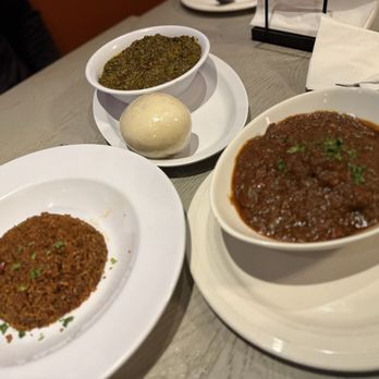 Calabash African Kitchen - Got the cassava stew with fufu and red stew "chu" with jollof rice - African Near Me - Las Vegas, Nevada