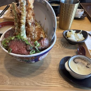 Tendon Kohaku - Beef Steak Aimori Tendon Set. - Japanese Near Me - Bellevue, Washington Tendon Kohaku - Beef Steak Aimori Tendon Set. - Japanese Near Me - Bellevue, Washington