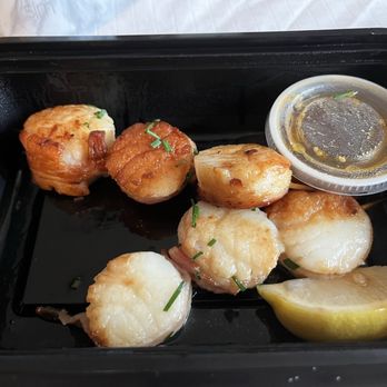 Wildfire - Applewood-Smoked Bacon-Wrapped Sea Scallop Skewers - American Near Me - Eden Prairie, Minnesota Wildfire - Applewood-Smoked Bacon-Wrapped Sea Scallop Skewers - American Near Me - Eden Prairie, Minnesota
