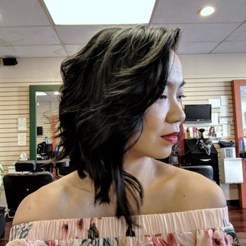 Studio One - After: A long inverse bob with curls - Hair Salons Near Me - West Los Angeles, California Studio One - After: A long inverse bob with curls - Hair Salons Near Me - West Los Angeles, California