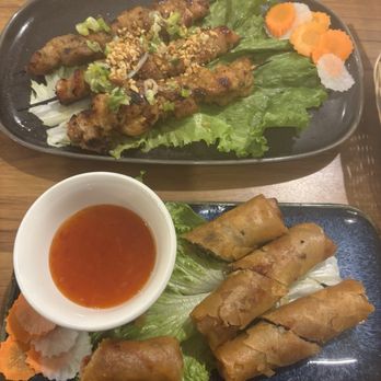 Quan Ong Sau - appetizers, chicken skewers and egg rolls! loved the chicken more than the egg rolls - Vietnamese Near Me - Everett, Washington