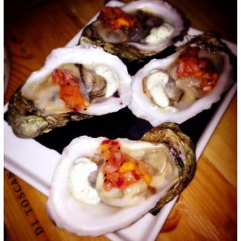 Bevy - Oysters with Papaya & Dragon Fruit Salsa. $1/ea. during HH; $5 for 2 otherwise. - Cocktail Bars Near Me - Honolulu, Hawaii