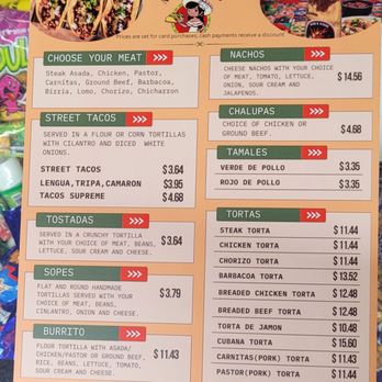 Mega Tacos - Menu - Tacos Near Me - Indianapolis, Indiana
