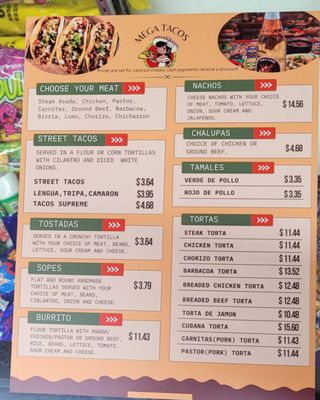 Menu photo 2 Mega Tacos Indianapolis, IN Menu photo 2 Mega Tacos Indianapolis, IN